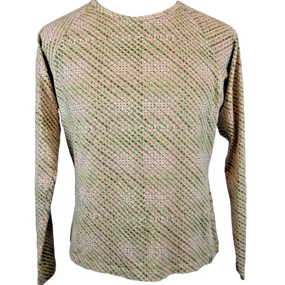 Womens Royal Robbins Cotton/Spandex LS Geometric Design CrewNeck T-Shirt sz L